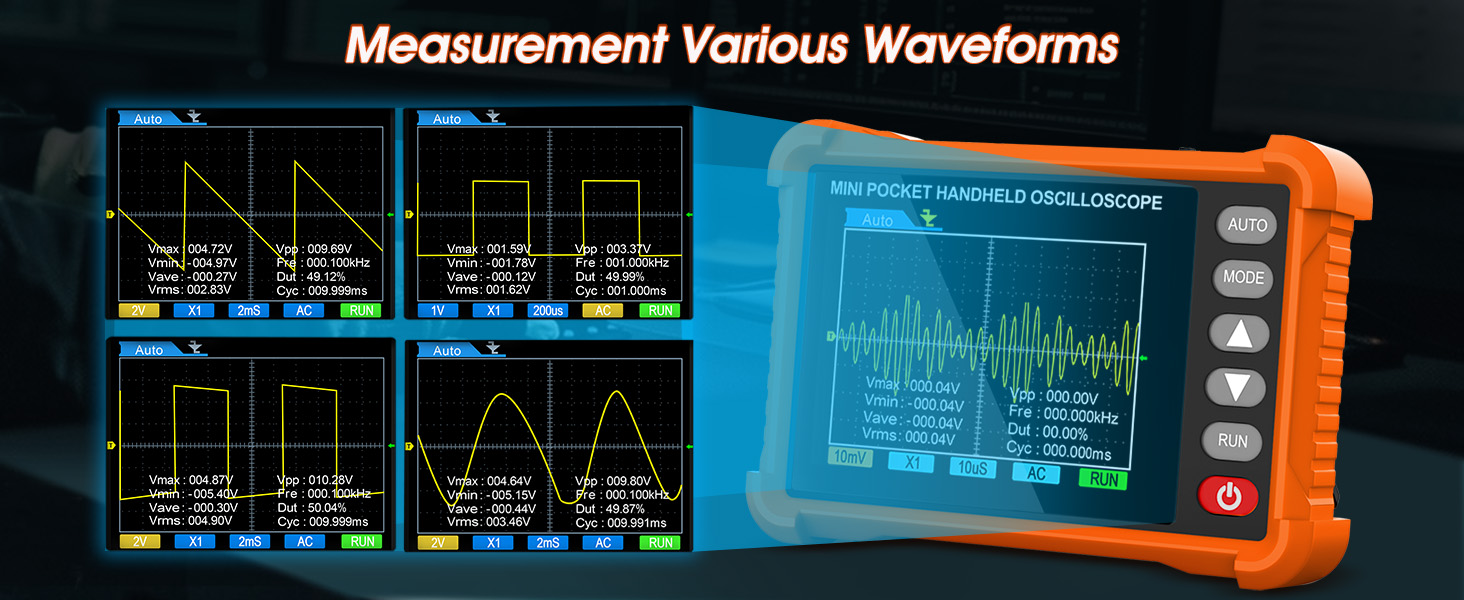 Handheld Oscilloscope Portable Mini Pocket Digital Oscilloscope Kit with 500KHz Bandwidth