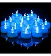 Yakpo 36 Pack Blue LED Tea Light Battery Operated, Flameless Blue Flickering Votive Tealight, Ele...