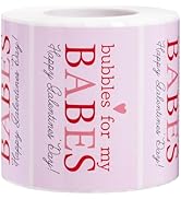 WRAPAHOLIC Valentines Day Champagne Stickers - Bubbles for My Babes Design, 2 x 3 Inch, 500 Total...