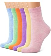 CHARMKING 6 Pairs Crew Socks for Women Soft Cotton Bootie Socks Moisture-wicking Casual Socks Non...