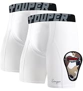 Youper Youth Boys Compression Sliding Shorts with Soft Protective Cup for Baseball Football Hocke...