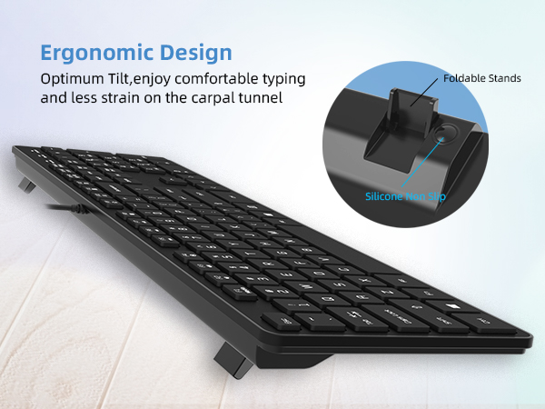 Low-Profile Flat Keyboard with US Layout (QWERTY),Ultra-Slim Quiet Computer Keyboard for PC Windows