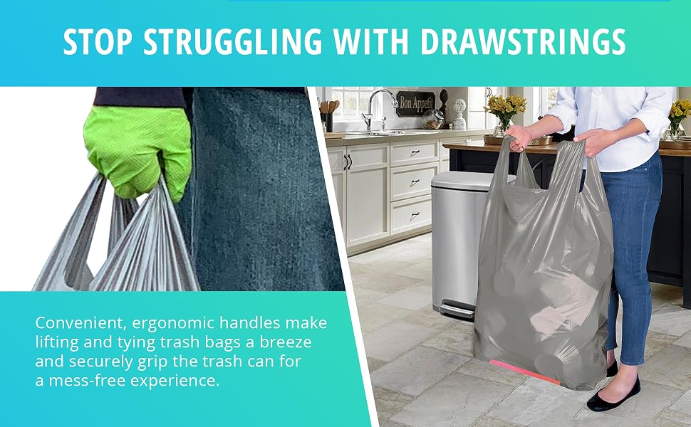 hippo sak tall kitchen bags with handles garbage bags 13 gallon trash bags recyclable trash bags