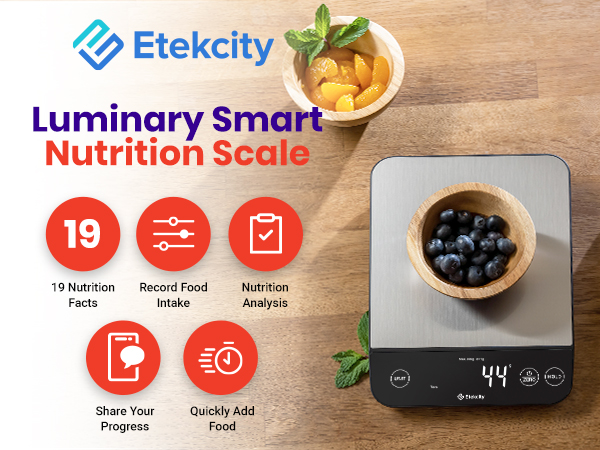 contain 19 nutrition data, intake recording, analysis report, share data features