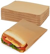200 Pack Paper Sandwich Bags with Seal Stickers, Unbleached Natural Kraft Paper Bakery Bags for L...