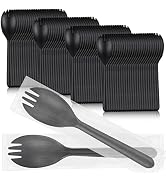 EUSOAR Plastic Fork Spoons, 100pcs Disposable Sporks 5.5