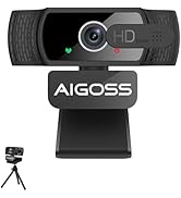 1080P Full HD Webcam with Microphone and Rotatable Tripod, Web Camera, 95° Wide Angle, Privacy Co...