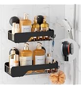 LEVERLOC Shower Caddy Visual Safety Suction Cup, Stainless Steel Rustproof Shower Shelves, No Dri...