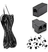 Long Telephone Extension Cord 10FT, Black, Phone Cable Line Wire with Standard RJ11 Plug, 1 Phone...