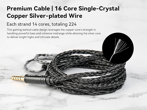 iem earbud cable, gaming eabud cable, long iem cable