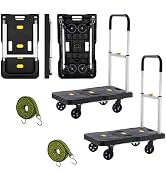 Folding Hand Truck, 2 Pack 150kg/330 Lbs Heavy Duty Luggage Cart, Portable Utility Dolly Platform...