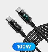 SOOPII 100W 4ft USB C to USB C Cable Fast Charge, Nylon Braided Cable with LED Display for lPad A...
