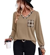 WIHOLL V Neck Long Sleeve Shirts Womens Tops Dressy Casual Fall Outfits | Fall Tops for for Women...