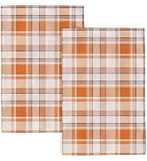 DAFENA Fall Kitchen Towels 16x24 Inch Burnt Orange Buffalo Plaid Decor Dish Towels Autumn Harvest...