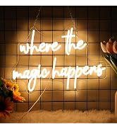 Neonawall Where The Magic Happens Neon Sign Led Light Up Signs for Wall Decor Usb Powered Letter ...
