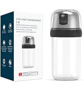 KTCHENDAO 2 in 1 Glass Salt Shaker with Side Pour Spout, Built-in Lid to Slow Down Dampness with ...
