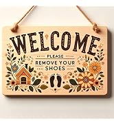 Haowuliao Welcome Please Remove Your Shoes Sign (Solid wood pine), Please Take Your Shoes Off Sig...