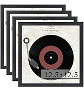 JCJMY Vinyl Frame Record Frames for the Wall Display Album Covers, Wood 12.5x12.5 Frames Black fo...