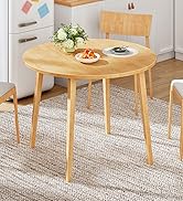 HOOBRO Bamboo Dining Table, Round Dining Table for 4, 35.4" Kitchen Table for Small Space, Easy t...