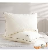 YOUR MOON Soft Natural Wool Pillow Queen Size Set of 2, Fluffy Down Alternative Pillows for Side ...