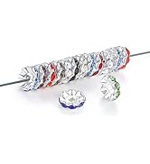 NUKAYAI 100Pcs Rondle Spacer Beads 12mm Crystal Rhinestone for Jewelry Making Pens Glitter Loose ...