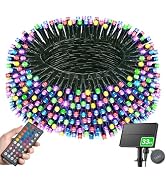 LitHome 34 Colors Solar String Lights Outdoor with Remote, 33FT 100 LED Solar & USB Powered Chris...