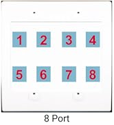 RiteAV Custom Wall Plate 8 Port, 2 Gang Flat, White/White, Choose HDMI Coax 3.5mm Banana Cat5/6 P...