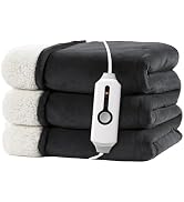 RALYSUN Electric Heated Blanket Full Size 72"x84" - Dual-Sided with Microplush & Sherpa Fabric, 4...