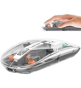 Wireless Mouse Bluetooth Tri-Mode Transparent Clear Slim LED Light Cool Ultralight Cordless Compa...