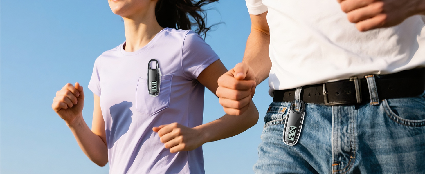 Simple Pedometer for Walking, Accurate Step Tracker with Carabiner, 3D Step Counter for Men Women