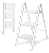 3 Step Ladder Folding Step Stool, OOSOFITT 330 Lbs Load Heavy Duty Step Ladders, Small Kitchen/Cl...