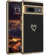 BENTOBEN Google Pixel 7 Protective Case, Heart Plating, TPU, Lightweight, Flexible, Non-Slip, Sho...