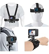 Chest Mount Harness, 4 in 1 Accessories Kit Compatible for Gopro Hero 13/12/11/10/9/8/7/6/5/4/3,H...