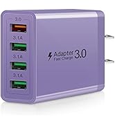 USB Wall Charger 4-Port Fast 3.0 Charging Block Plug with Type C Charger USB Charger Block Compat...