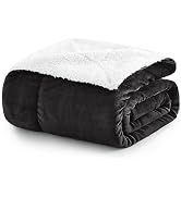 MOONLIGHT20015 Sherpa Fleece Twin Blanket - (Black, 60X80 Inches) Warm and Fluffy Blankets for Wi...