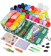JNENERY Needle Felting Kit, 42 Colors Wool Roving Starter Kit, Needle Felting Starter Kits, Needl...