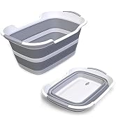 ddLUCK Multi-Functional Collapsible Pet Bathtub with Drainage Hole, Portable Indoor Outdoor Folda...