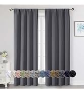 WelvetBLK Grey Blackout Curtains 84 Inches Long 2 Panels Set, Soft Solid Thermal Insulated Room D...