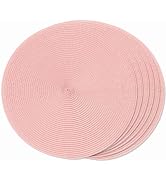 FunWheat Round Braided Placemats Set of 6 Place Mats for Dining Tables Woven Washable Non-Slip Ta...