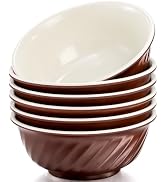 ZOOFOX 6 Pack Unbreakable Cereal Bowls, 24 oz Melamine Soup Bowls with Textured Design, Reusable ...