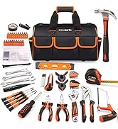 REXBETI 169-Piece Premium Tool Kit with 16 inch Tool Bag, Steel Home Repairing Tool Set, Large Mo...