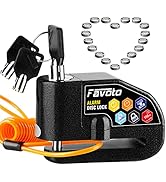 Favoto Alarm Disc Lock, 3 Keys and 18 Batteries (5-Year Availability), 110 dB Waterproof Anti-The...