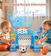 KIZZYEA Toys for 1 2 3 Years Old Boys Girls, Toddler Basketball Hoop & Soccer Goal, Montessori To...