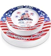 Nervure 32Pcs 4th of July Plastic Plates,Red White Blue Plates Disposable | God Bless America,10....