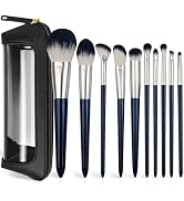 ZJO 10 Pcs Makeup Brush Set with Travel Case, Professional Soft Synthetic Blending Brushes for Ey...