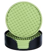 Coasters for Drinks 6 Pcs Drink Coasters with Holder,Heat Resistant Silicone Coasters Tabletop Pr...