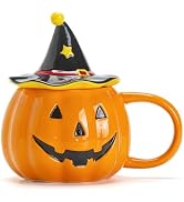 JUSTUP Ceramic Pumpkin Lantern Cup, Cute Ceramic Covered Fun Mug, Halloween Decoration Funny Coff...