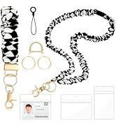2Set Scrunchie Lanyard Wristlet Keychain for Teacher Gifts Special Stretchy Teacher Lanyard for I...