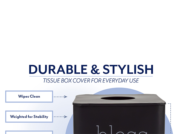 Enamelware Square Tissue Box Cover (Black) Auldhome B0BLP5SZ28