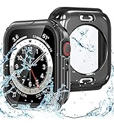 Goton 2 in 1 Waterproof Rugged Case for Apple Watch Screen Protector 44mm Series 6 5 4 SE, 360 Pr...